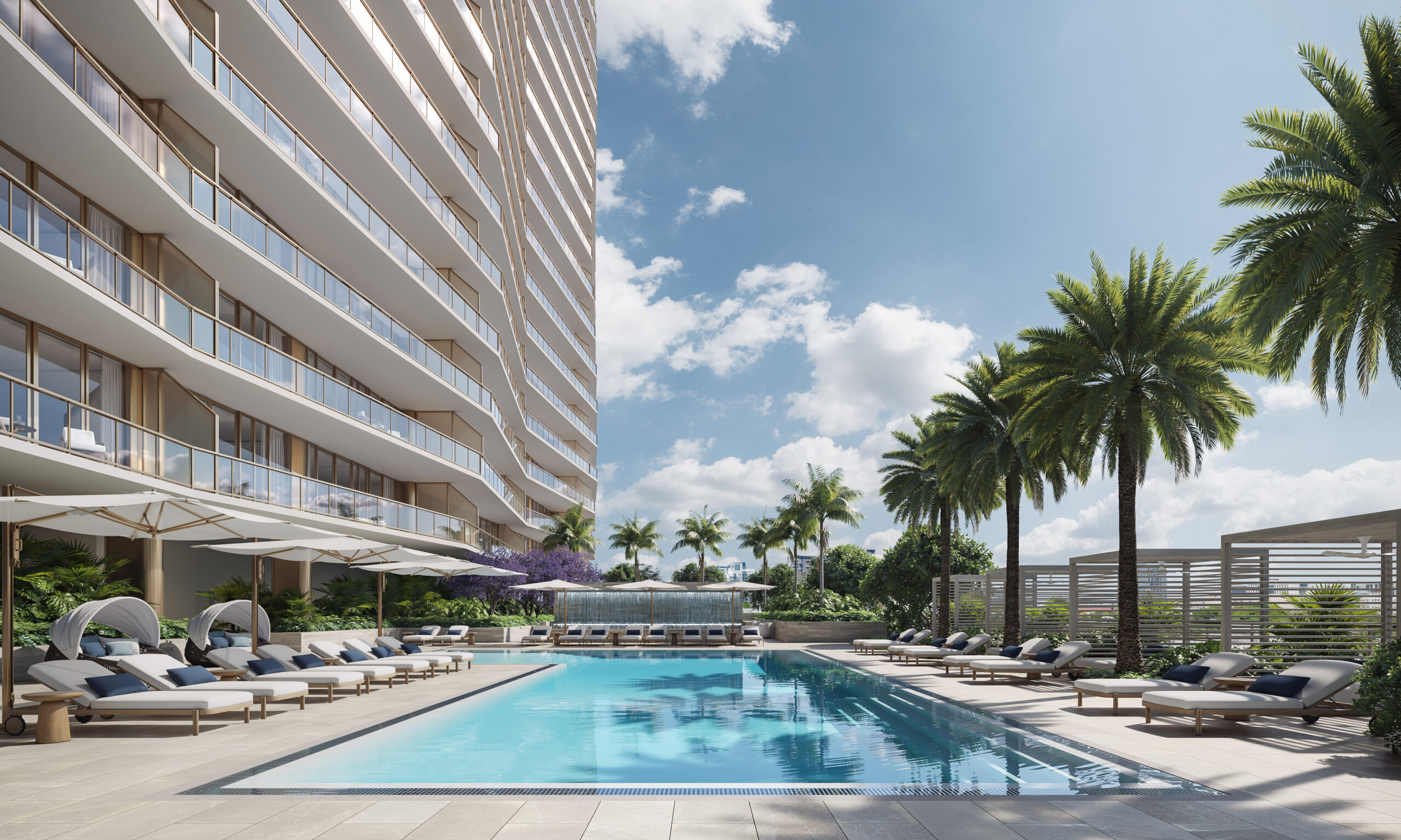 The Berkeley, West Palm Beach — Piscina del 7.º piso (proyección artística)