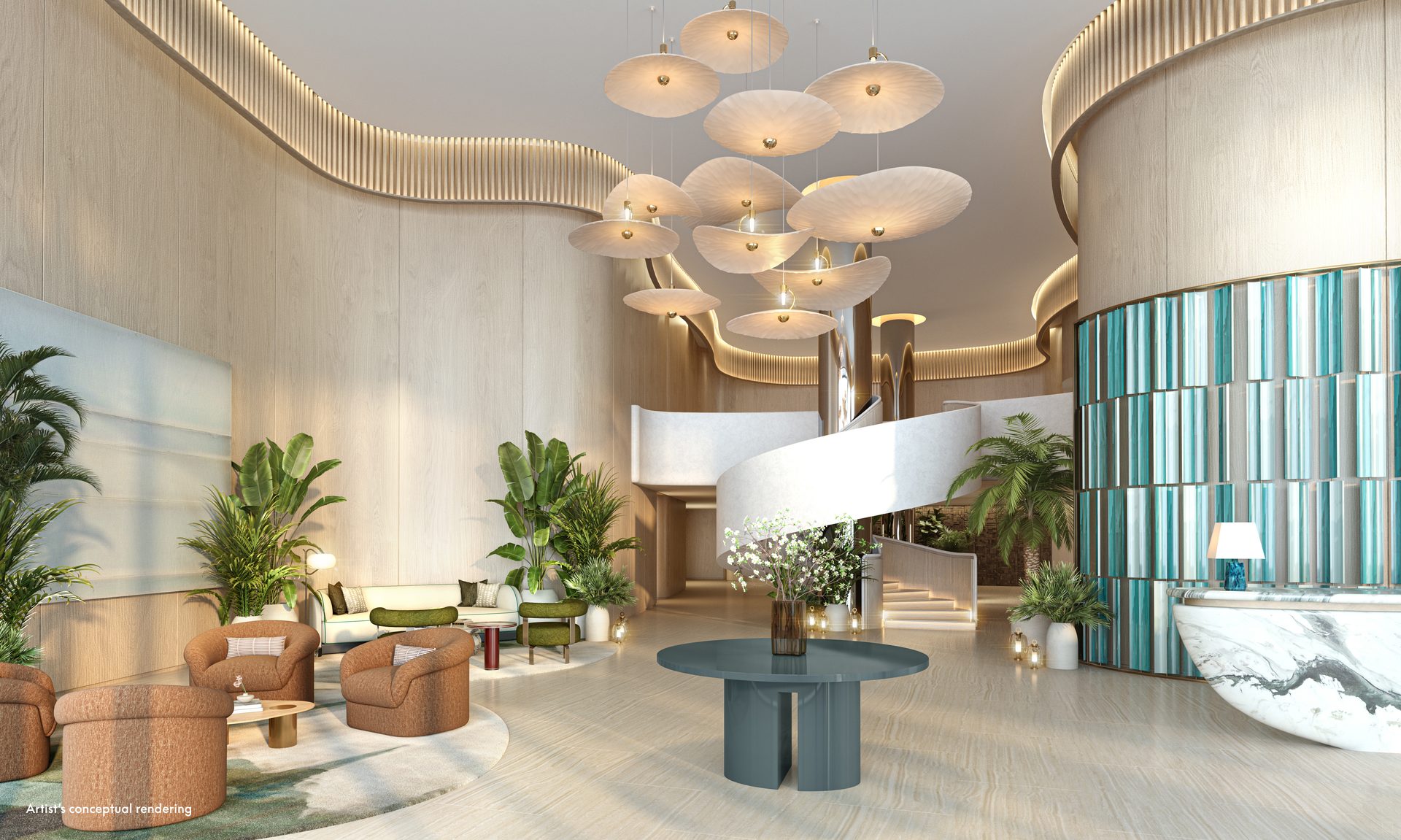 W Residences, Pompano Beach — Condo lobby (artist's rendering)