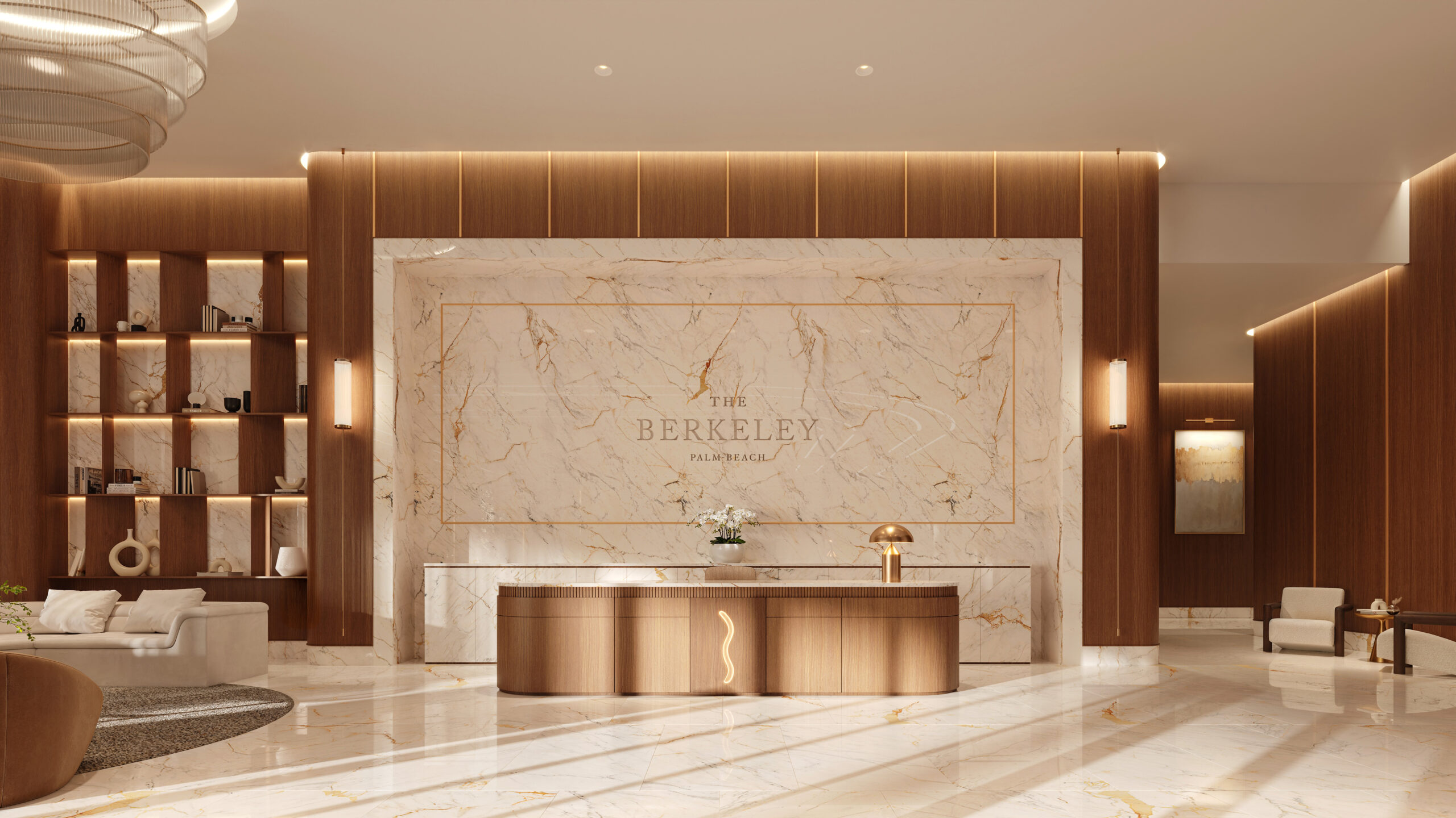 The Berkeley, West Palm Beach — Lobby (proyección artística)