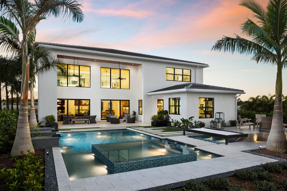 Meravita at Boca Raton, Toll Brothers — Seaglass twilight backyard (artist's rendering)