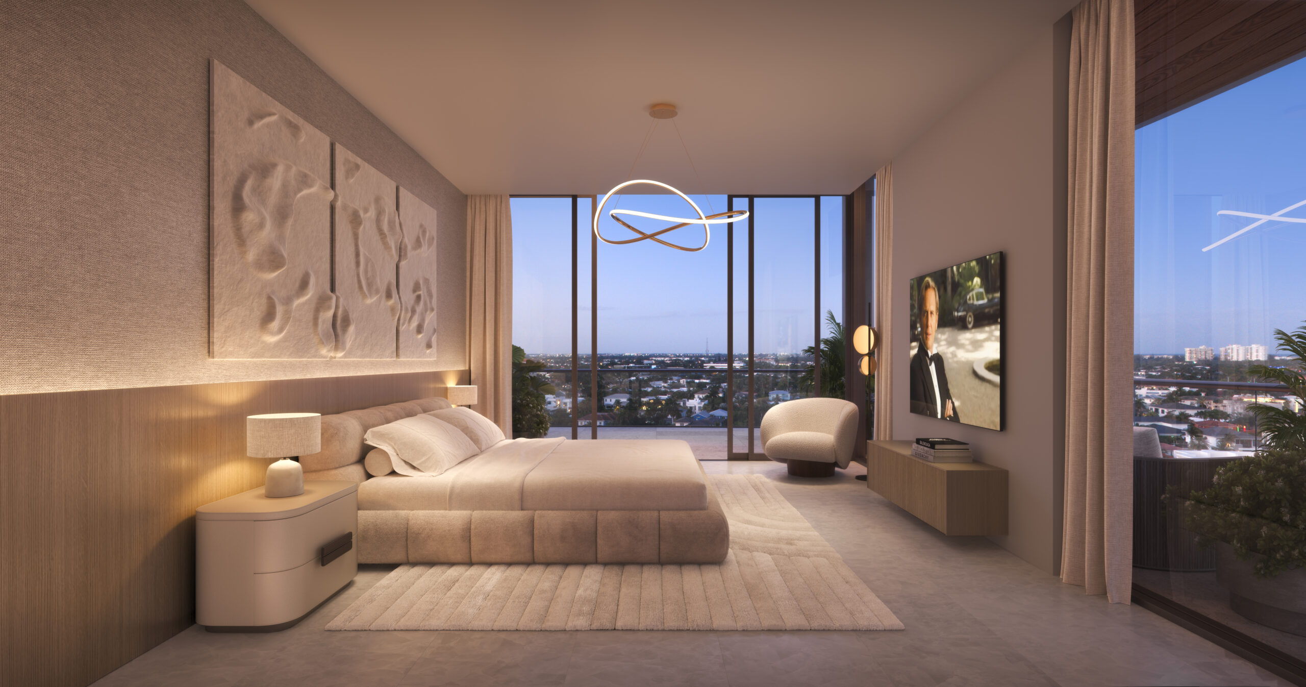 Glass House, Boca Raton — Primary bedroom (artist's rendering)