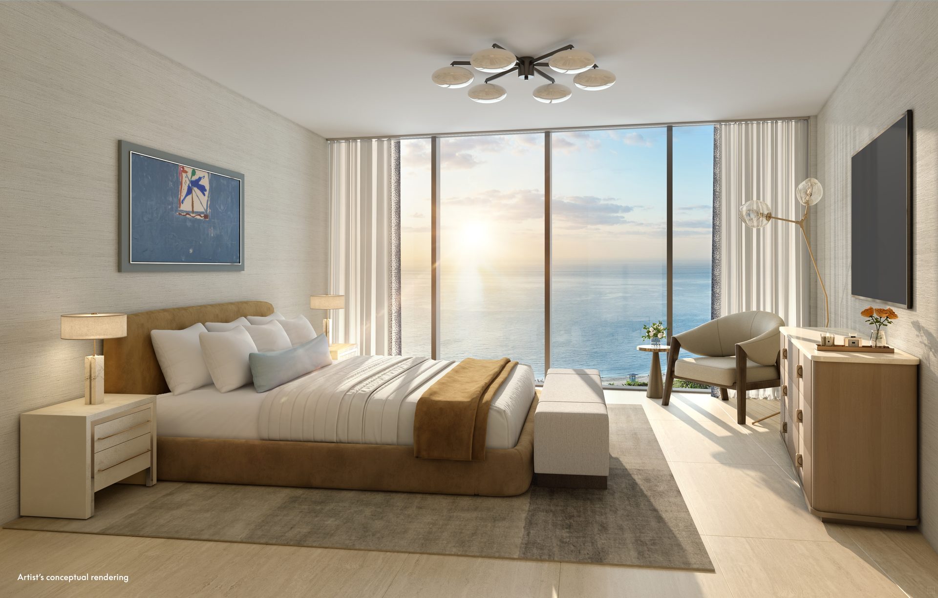 W Residences, Pompano Beach — Residences bedroom (artist's rendering)