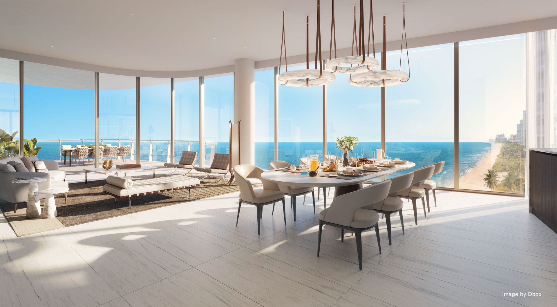 Ritz-Carlton Residences, Palm Beach Gardens — The Beach Tower Residence 01 Living Room (artist's rendering)
