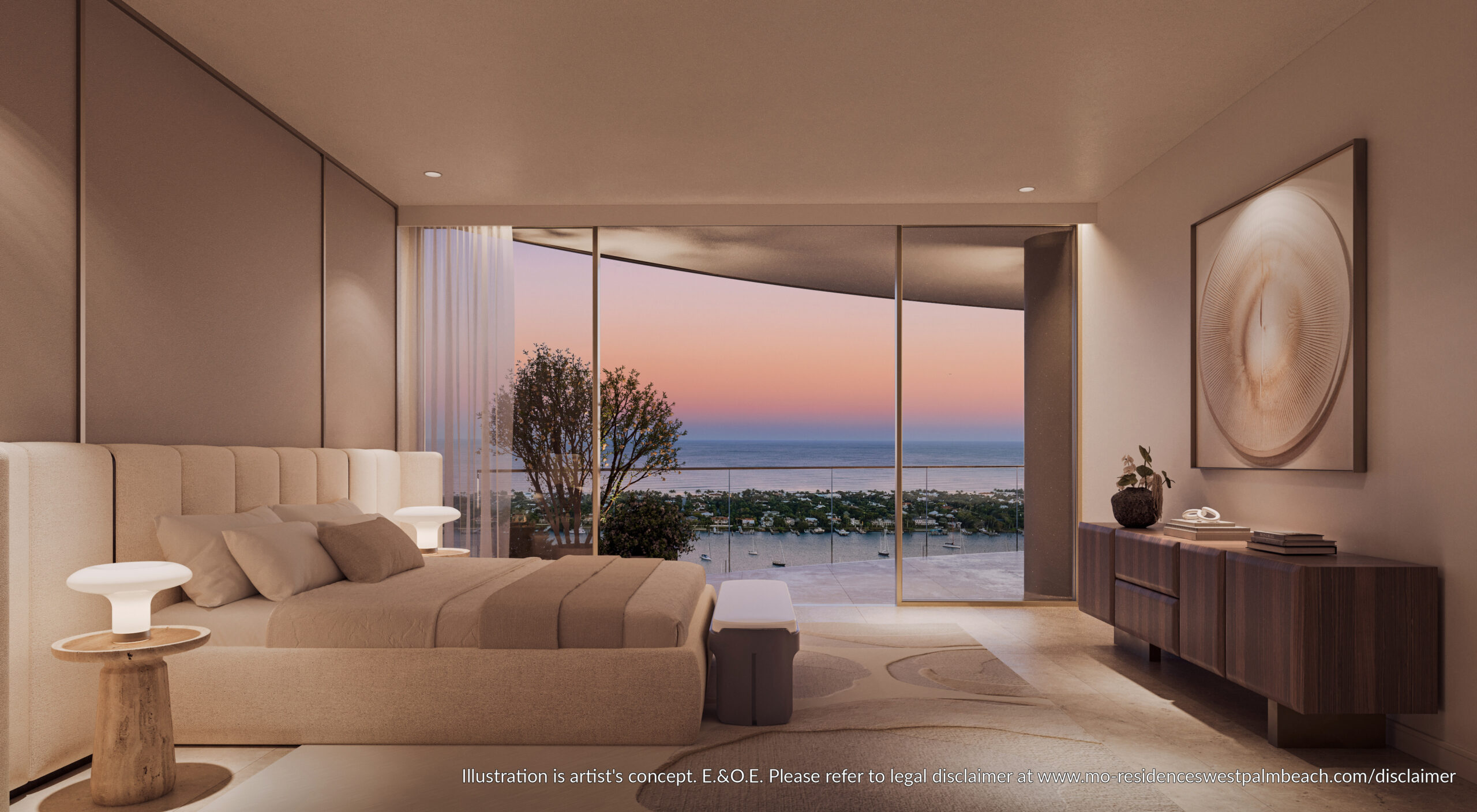 Mandarin Oriental Residences — Primary bedroom (artist's rendering)