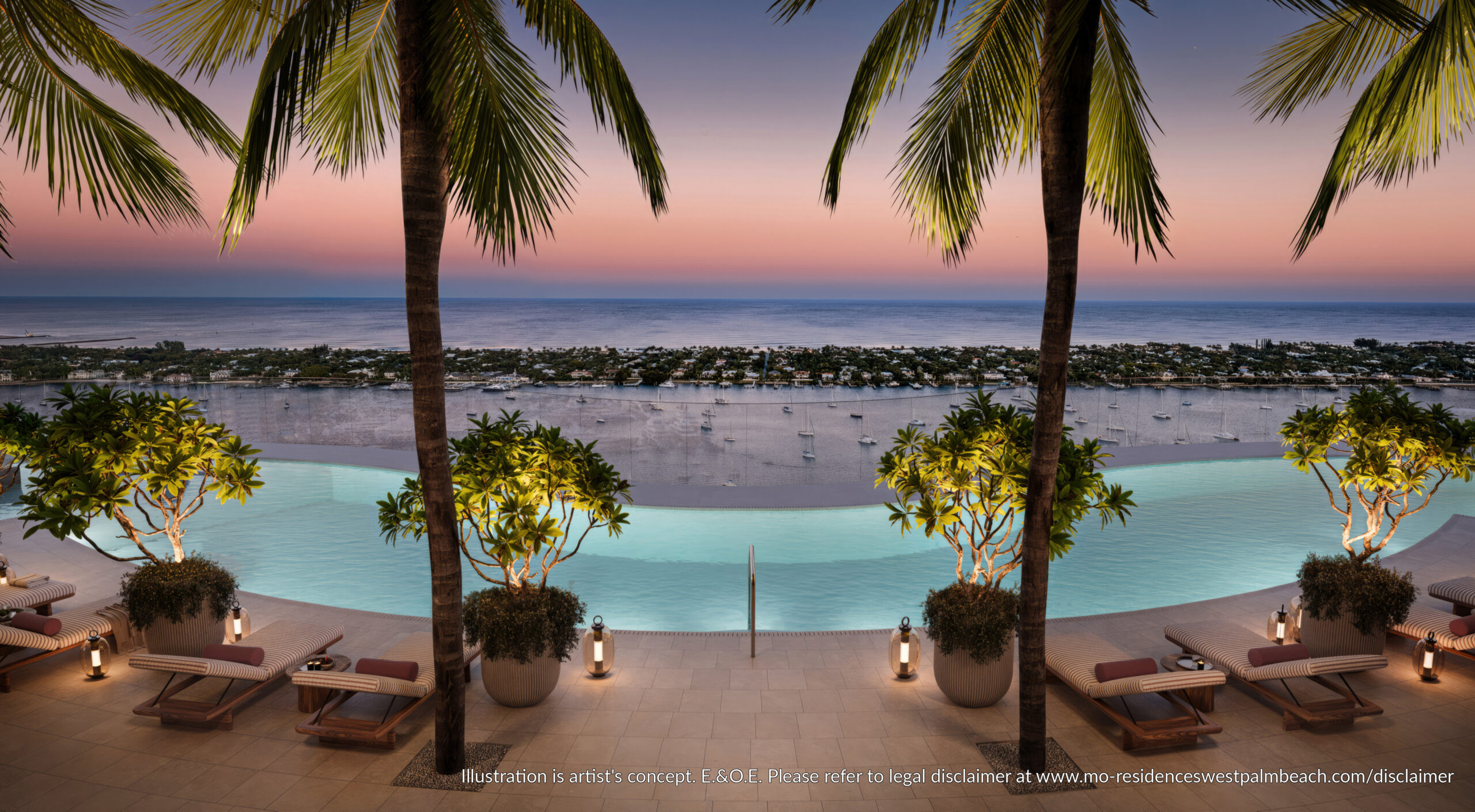 Mandarin Oriental Residences — Rooftop at evening (artist's rendering)